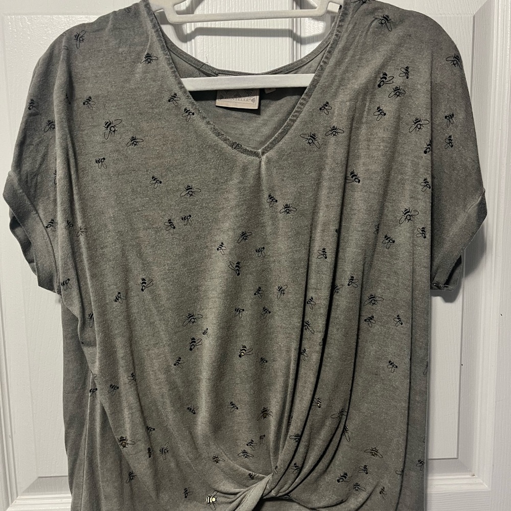 Gray Knot Front Women Top